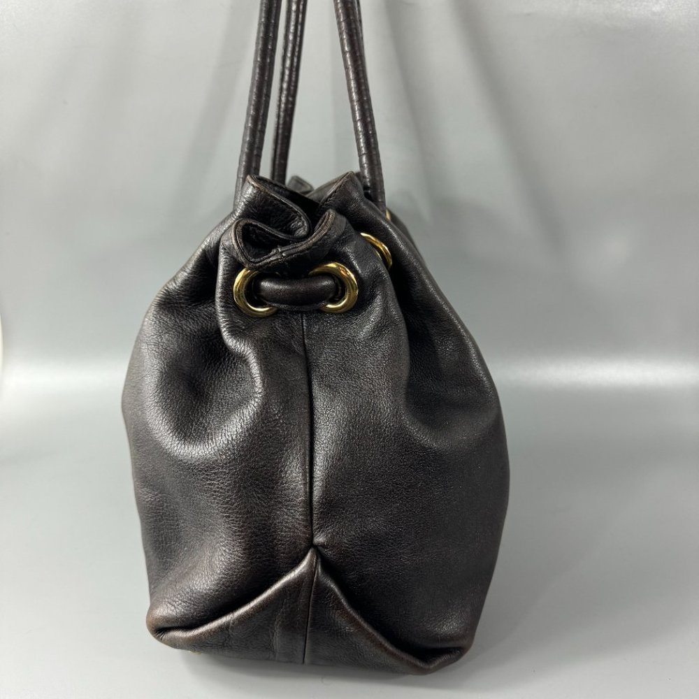 Authentic Furla Drawstring Dark Brown Leather Bag - image 3